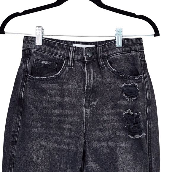 Flying Monkey Jean Women 23 Black Ultra High Rise Raw Distress Streetwear Grunge - Picture 9 of 12